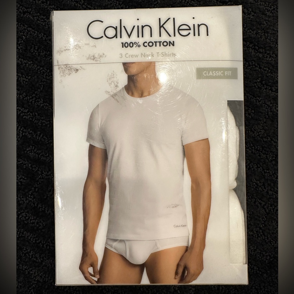 Calvin Klein Men's White Crew Neck T-Shirts - 3 Pack